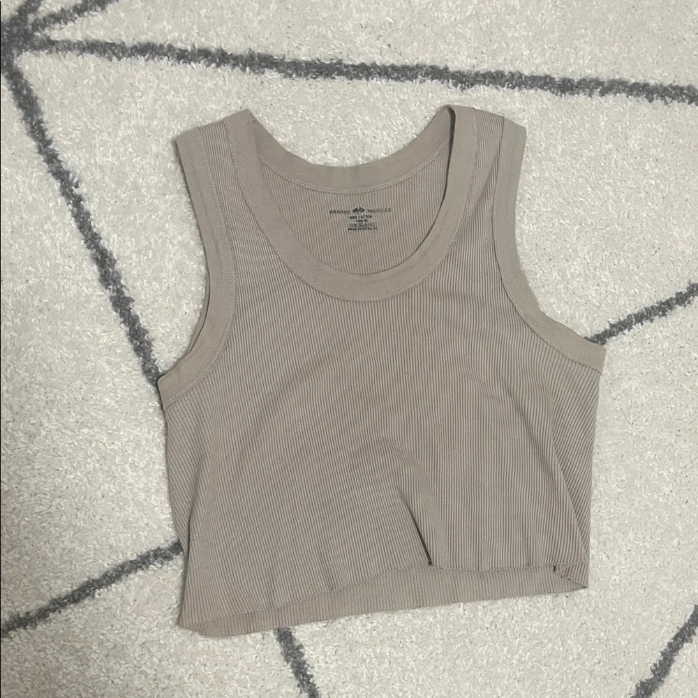 Brandy Melville Beige Ribbed Tank Top - Picture 2 of 3